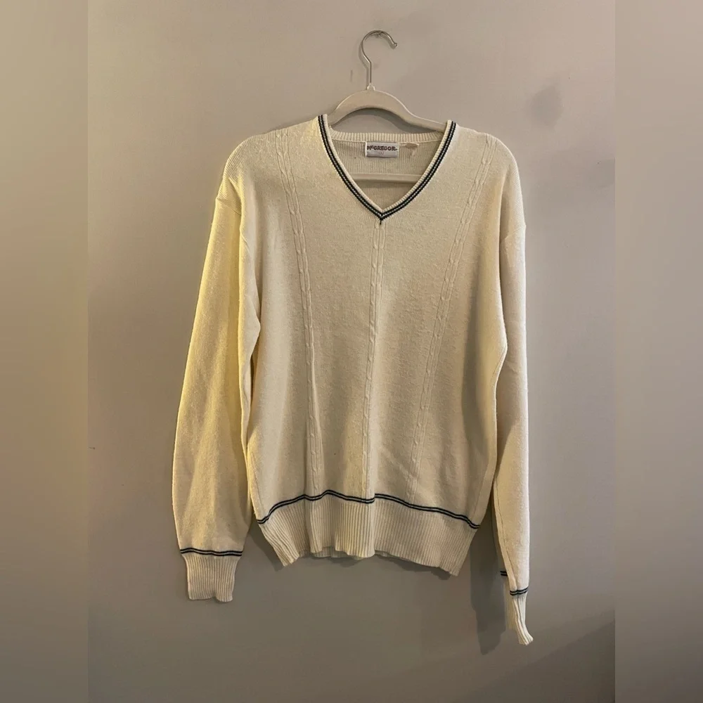 Vintage Mcgregor Cream Golf Sweater with Stripes